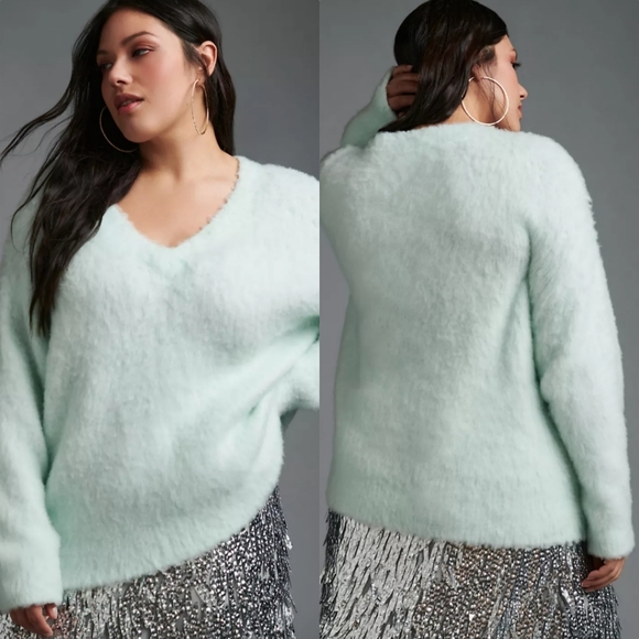 Anthropologie Maeve Plush V-neck Sweater - Picture 12 of 13